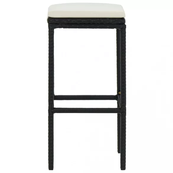 6 db fekete polyrattan bárszék párnával