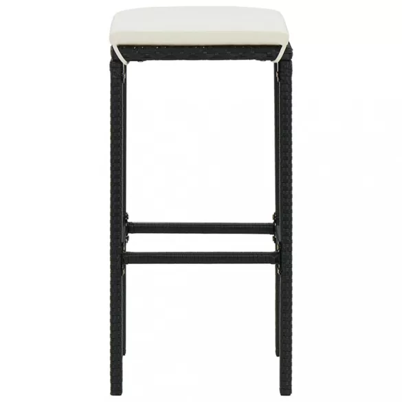 6 db fekete polyrattan bárszék párnával