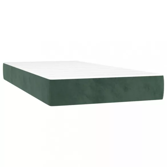 sötétzöld bársony rugós és LED-es ágy matraccal 90x200 cm