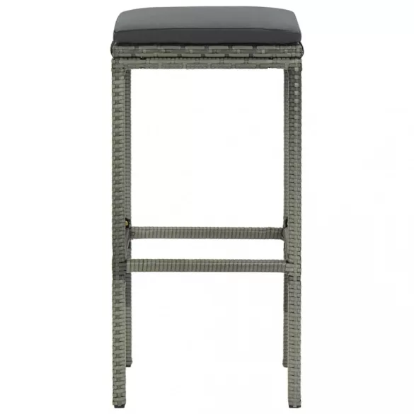 6 db szürke polyrattan bárszék párnával