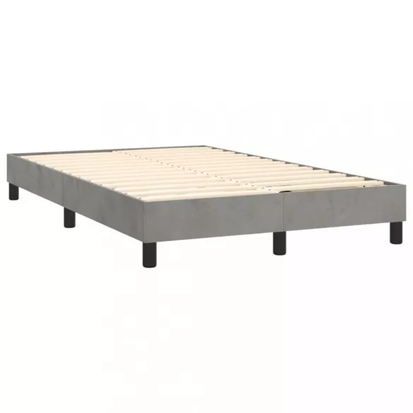 világosszürke bársony rugós és LED-es ágy matraccal 120x200 cm