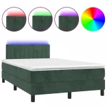 sötétzöld bársony rugós és LED-es ágy matraccal 120x200 cm