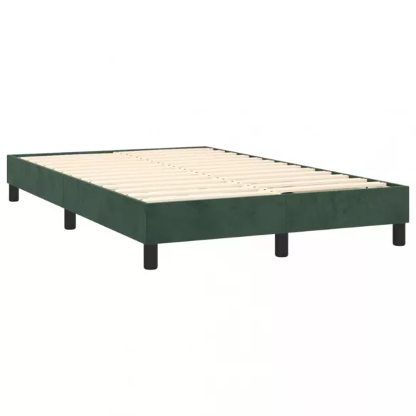 sötétzöld bársony rugós és LED-es ágy matraccal 120x200 cm