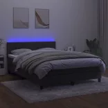 sötétszürke bársony rugós és LED-es ágy matraccal 140x190 cm