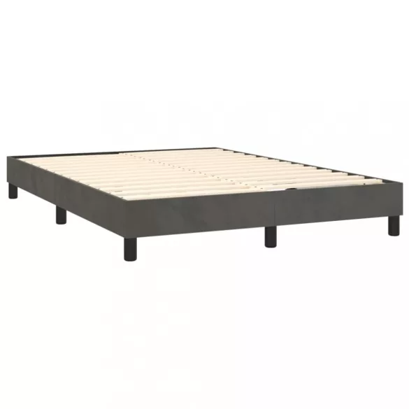 sötétszürke bársony rugós és LED-es ágy matraccal 140x190 cm