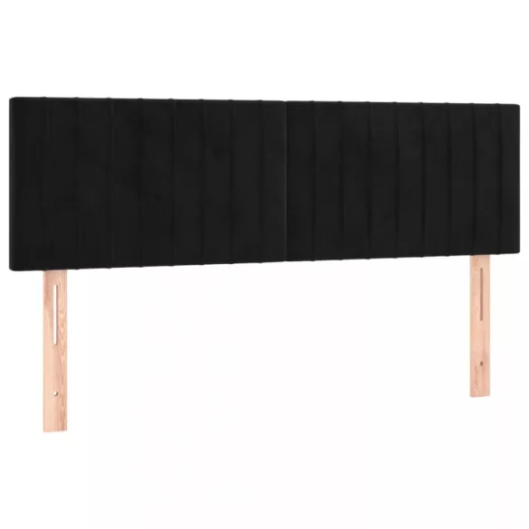 fekete bársony rugós és LED-es ágy matraccal 140x190 cm