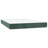sötétzöld bársony rugós és LED-es ágy matraccal 140x190 cm