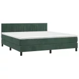 sötétzöld bársony rugós és LED-es ágy matraccal 160x200 cm