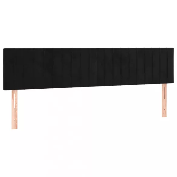 fekete bársony rugós és LED-es ágy matraccal 180x200 cm