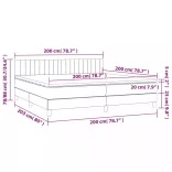 fekete bársony rugós és LED-es ágy matraccal 200x200 cm