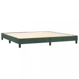 sötétzöld bársony rugós és LED-es ágy matraccal 200x200 cm