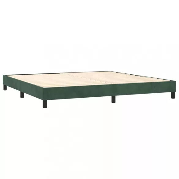 sötétzöld bársony rugós és LED-es ágy matraccal 200x200 cm