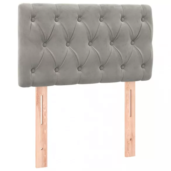 világosszürke bársony rugós és LED-es ágy matraccal 80 x 200 cm