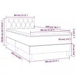 világosszürke bársony rugós és LED-es ágy matraccal 80 x 200 cm