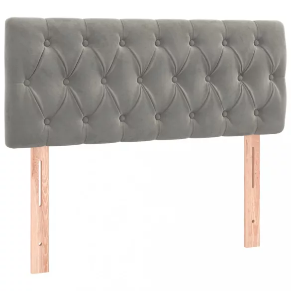 világosszürke bársony rugós és LED-es ágy matraccal 90x190 cm