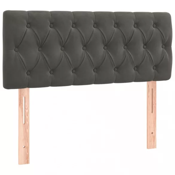sötétszürke bársony rugós és LED-es ágy matraccal 90x190 cm