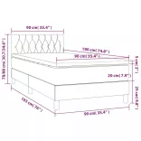 fekete bársony rugós és LED-es ágy matraccal 90x190 cm