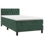 sötétzöld bársony rugós és LED-es ágy matraccal 90x190 cm