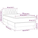 sötétzöld bársony rugós és LED-es ágy matraccal 90x190 cm