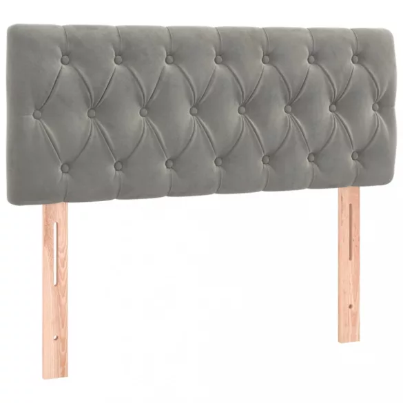 világosszürke bársony rugós és LED-es ágy matraccal 90x200 cm