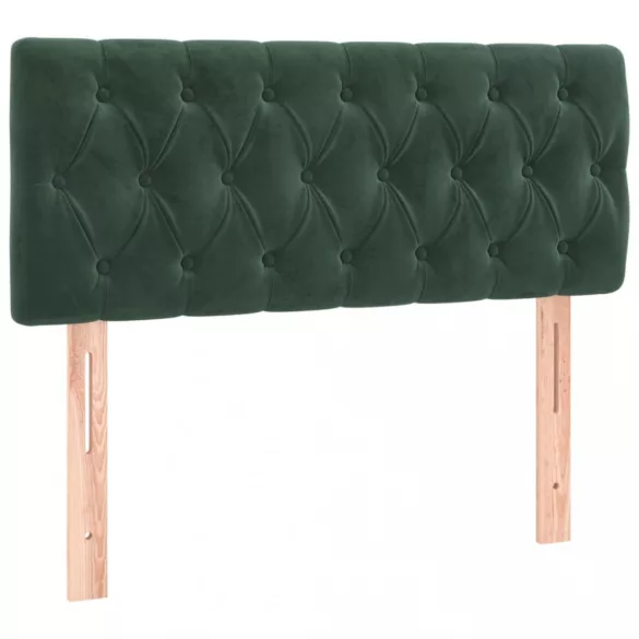 sötétzöld bársony rugós és LED-es ágy matraccal 90x200 cm