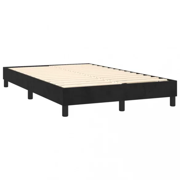 fekete bársony rugós és LED-es ágy matraccal 120x200 cm
