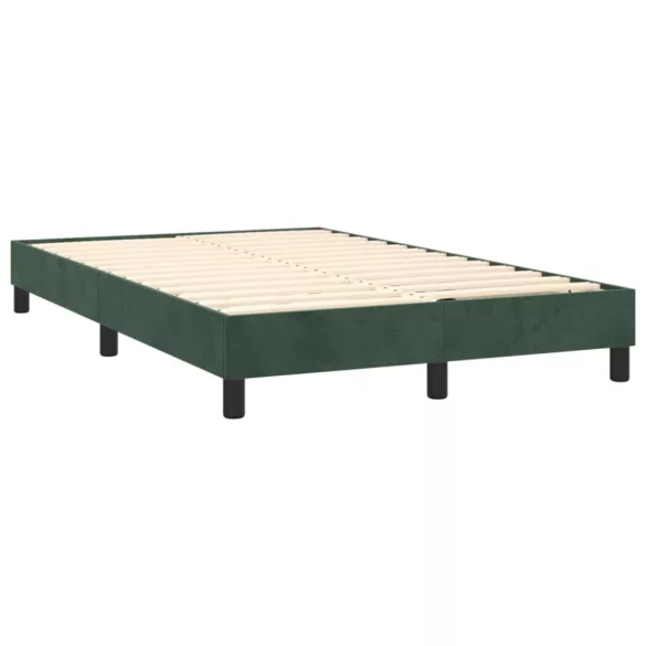 sötétzöld bársony rugós és LED-es ágy matraccal 120x200 cm