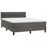 sötétszürke bársony rugós és LED-es ágy matraccal 140x190 cm
