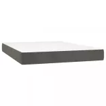 sötétszürke bársony rugós és LED-es ágy matraccal 140x200 cm