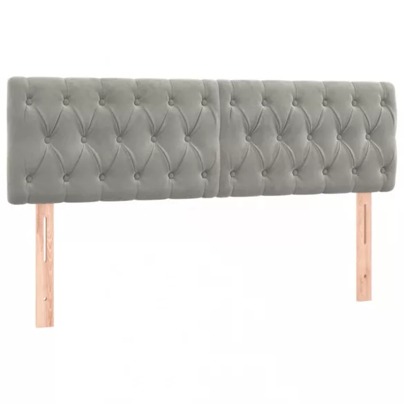 világosszürke bársony rugós és LED-es ágy matraccal 160x200 cm