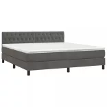 sötétszürke bársony rugós és LED-es ágy matraccal 160x200 cm