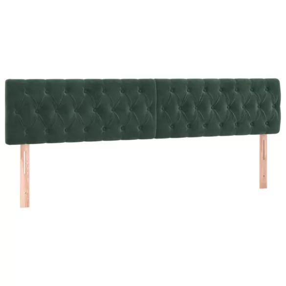 sötétzöld bársony rugós és LED-es ágy matraccal 180x200 cm
