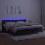 fekete bársony rugós és LED-es ágy matraccal 200x200 cm