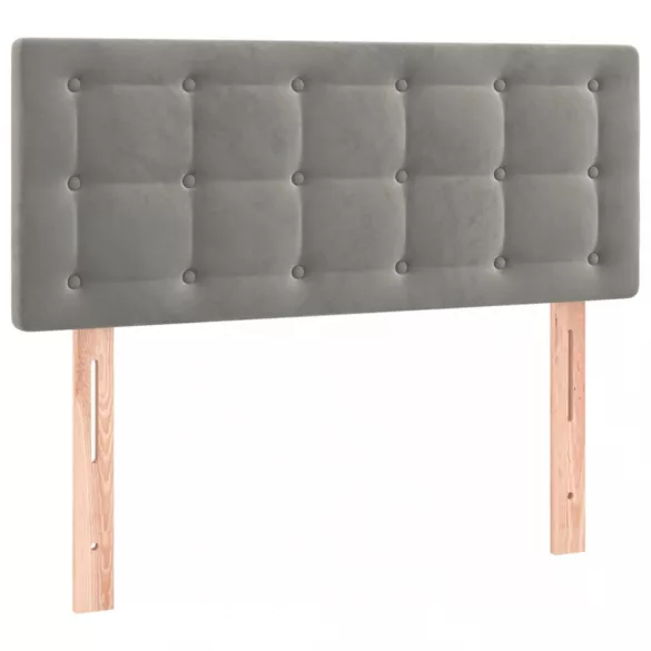 világosszürke bársony rugós és LED-es ágy matraccal 80 x 200 cm