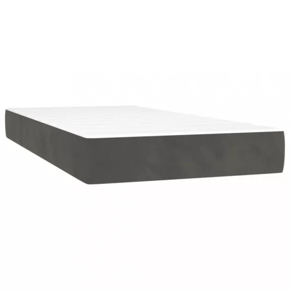 sötétszürke bársony rugós és LED-es ágy matraccal 80 x 200 cm