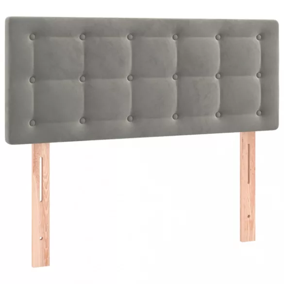 világosszürke bársony rugós és LED-es ágy matraccal 90x190 cm