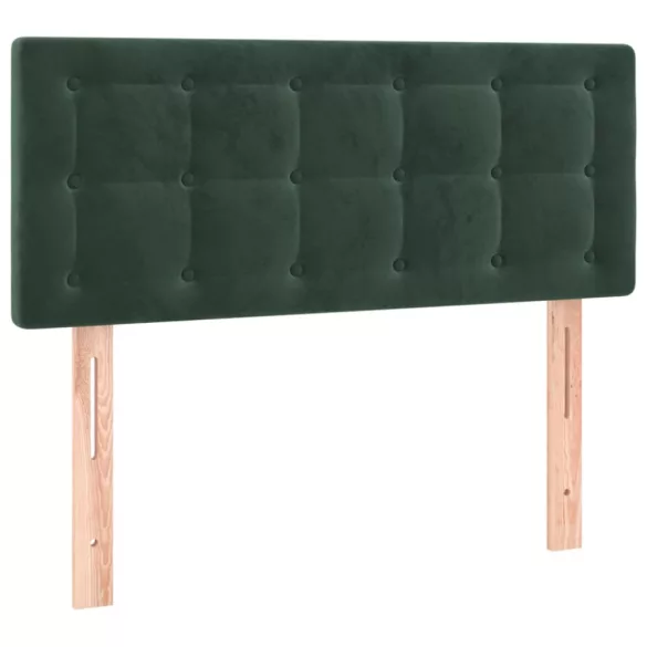 sötétzöld bársony rugós és LED-es ágy matraccal 90x190 cm