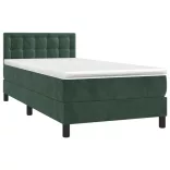 sötétzöld bársony rugós és LED-es ágy matraccal 90x200 cm