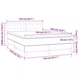 fekete bársony rugós és LED-es ágy matraccal 140x190 cm