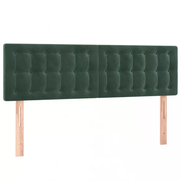 sötétzöld bársony rugós és LED-es ágy matraccal 140x200 cm