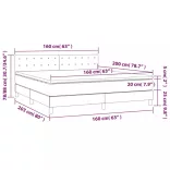 világosszürke bársony rugós és LED-es ágy matraccal 160x200 cm