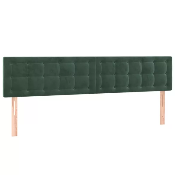 sötétzöld bársony rugós és LED-es ágy matraccal 180x200 cm