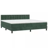 sötétzöld bársony rugós és LED-es ágy matraccal 200x200 cm