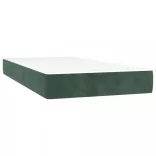 sötétzöld bársony rugós és LED-es ágy matraccal 200x200 cm
