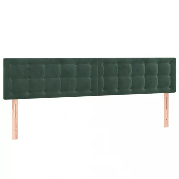 sötétzöld bársony rugós és LED-es ágy matraccal 200x200 cm