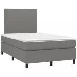 sötétszürke szövet rugós és LED-es ágy matraccal 120 x 200 cm