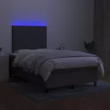 sötétszürke szövet rugós és LED-es ágy matraccal 120 x 200 cm
