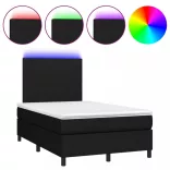 fekete szövet rugós és LED-es ágy matraccal 120 x 200 cm