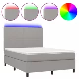 sötétszürke szövet rugós és LED-es ágy matraccal 140x190 cm