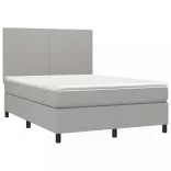 sötétszürke szövet rugós és LED-es ágy matraccal 140x190 cm